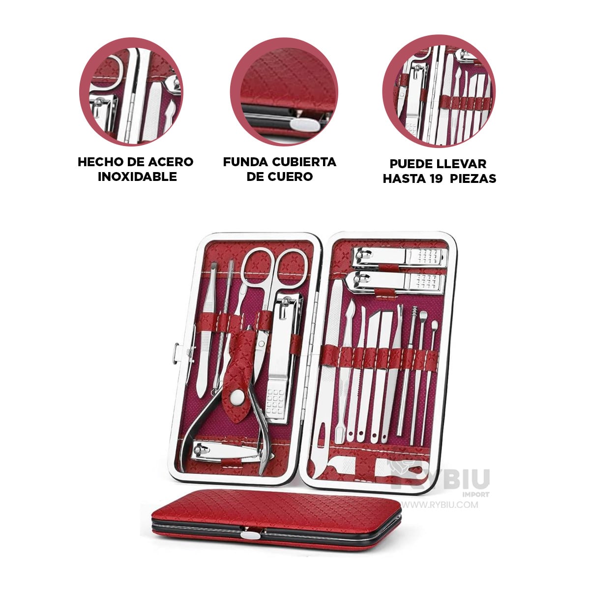 SET MANICURE RYBIU BE29803 ROJO Y+POST-IT ADHESIVOS - 3