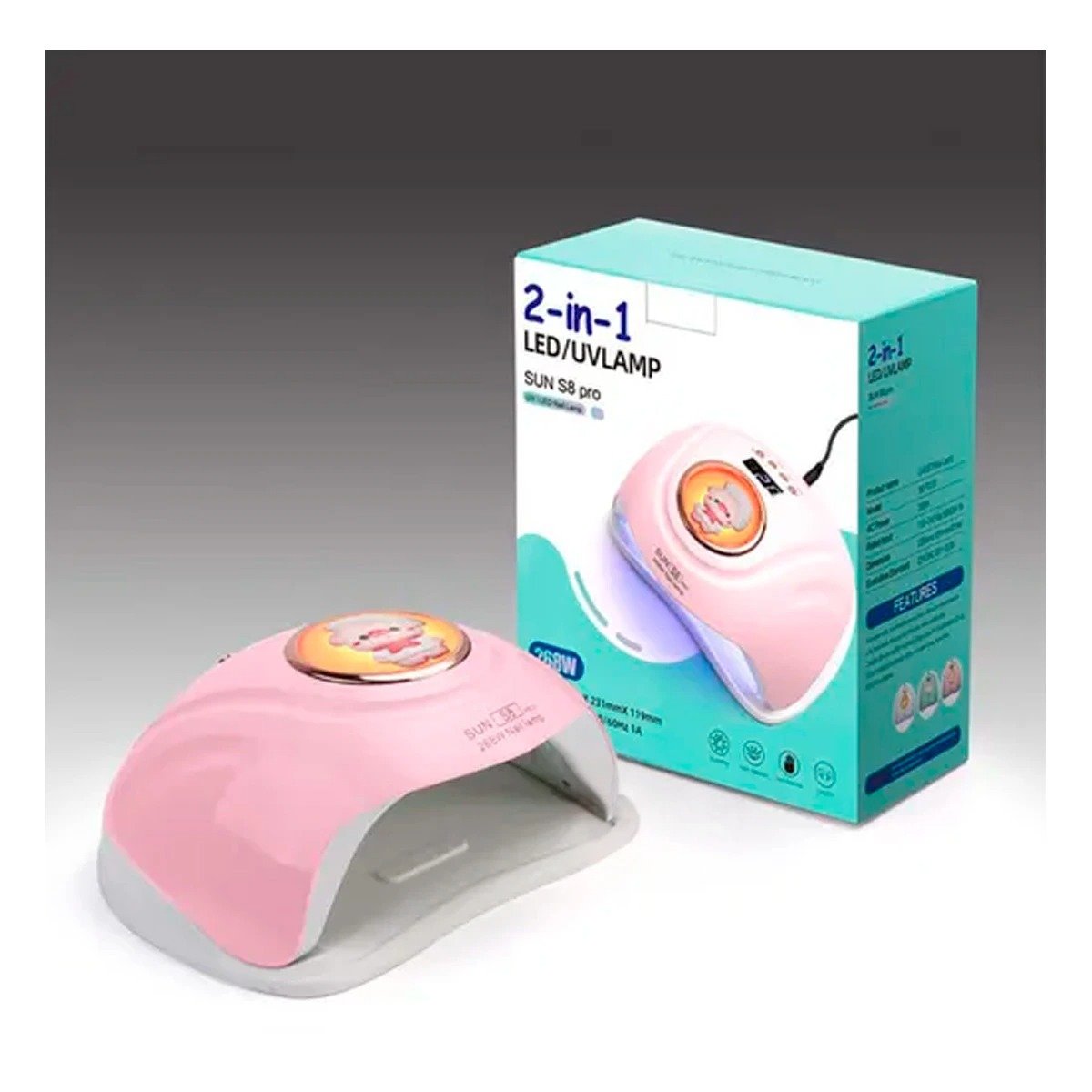 FAROL DE MANICURA RYBIU BE30157 CHANCHO EN COLOR ROSADO Y+POST-IT ADHESIVOS - 3