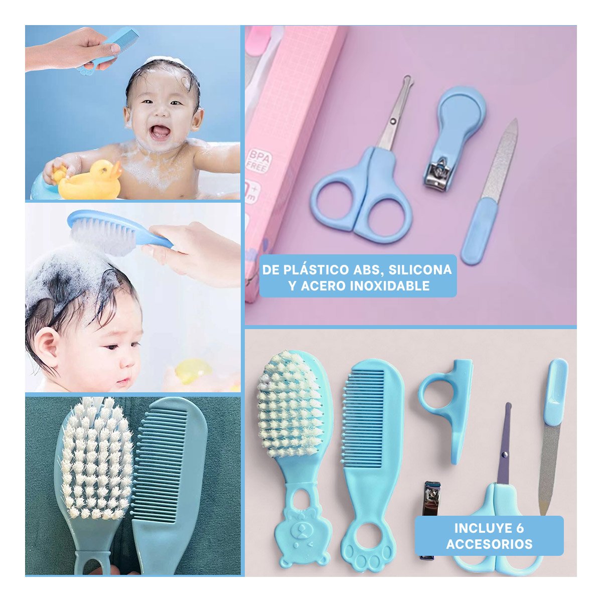 SET RYBIU CUIDADO BAÑAR BABY AZUL + POST-IT ADHESIVOS - 1