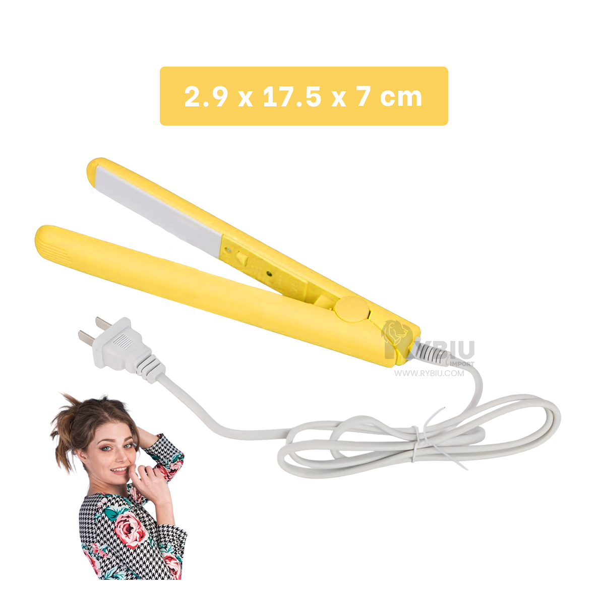 PLANCHADOR DE MELENA RYBIU BE30317 BONITO AMARILLO + POST-IT ADHESIVOS - 1