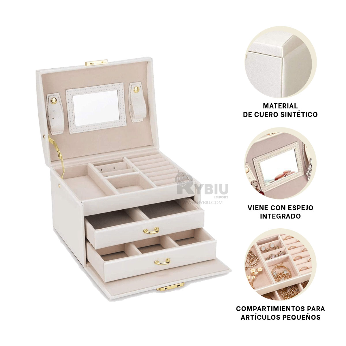 COFRE RYBIU BE30329 BLANCO DINAMICO GUARDAR JOYAS + POST-IT ADHESIVOS - 4