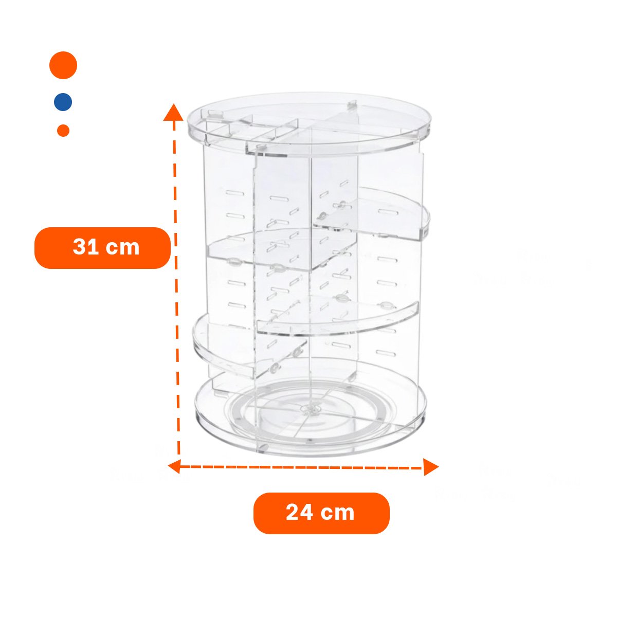 ORGANIZADOR RYBIU BE30333 TRANSPARENTE SOPORTE MAQUILLAJE GRANDE 360° + POST-IT ADHESIVOS - 4