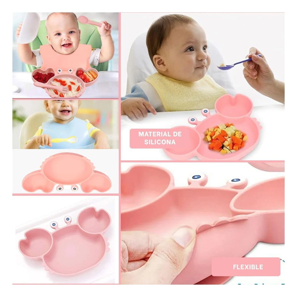 VAJILLA RYBIU ALIMENTO BEBE EN ROSADO + POST-IT ADHESIVOS - 1