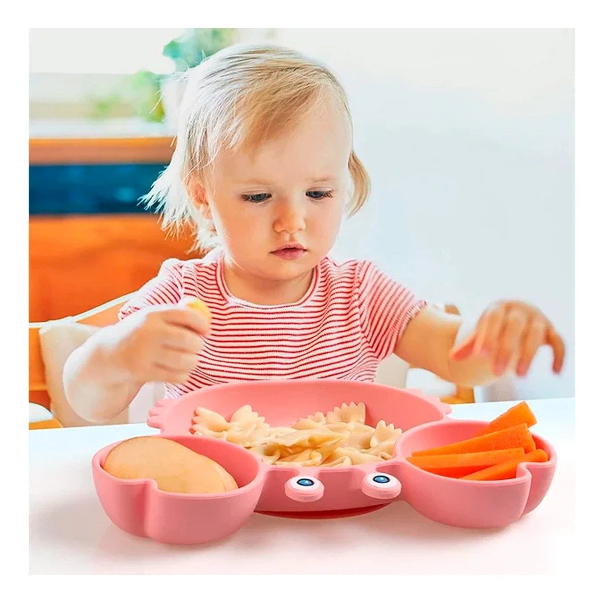 VAJILLA RYBIU ALIMENTO BEBE EN ROSADO + POST-IT ADHESIVOS - 3