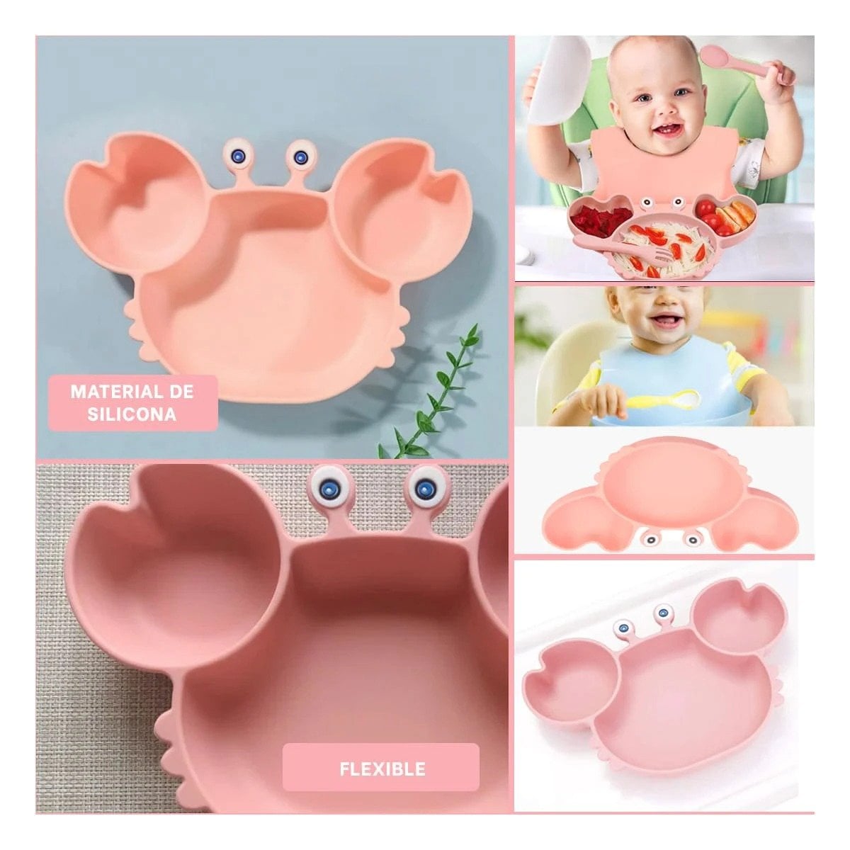 VAJILLA RYBIU ALIMENTO BEBE EN ROSADO + POST-IT ADHESIVOS - 5