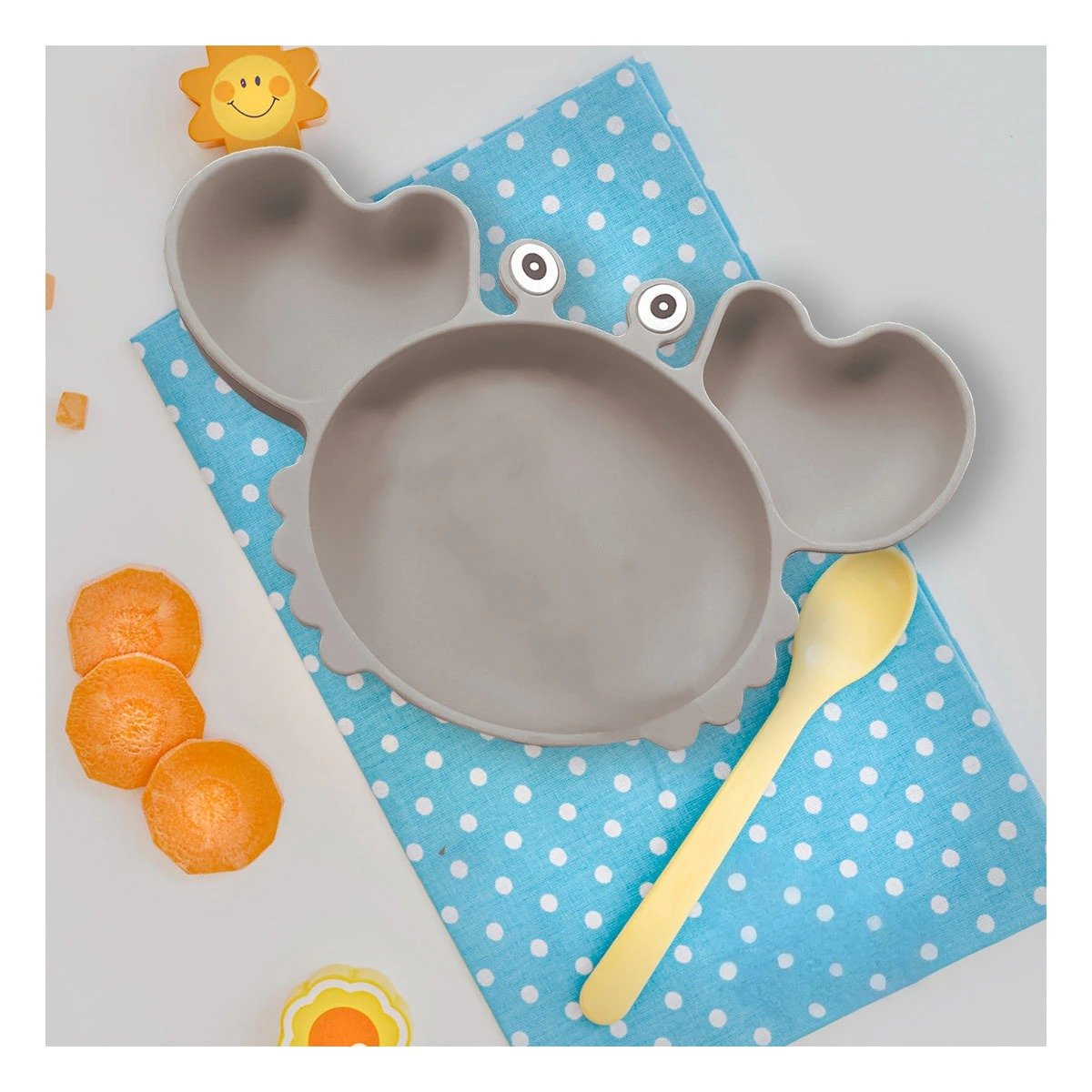 VAJILLA RYBIU ALIMENTO BEBE GRIS PLOMO + POST-IT ADHESIVOS - 2