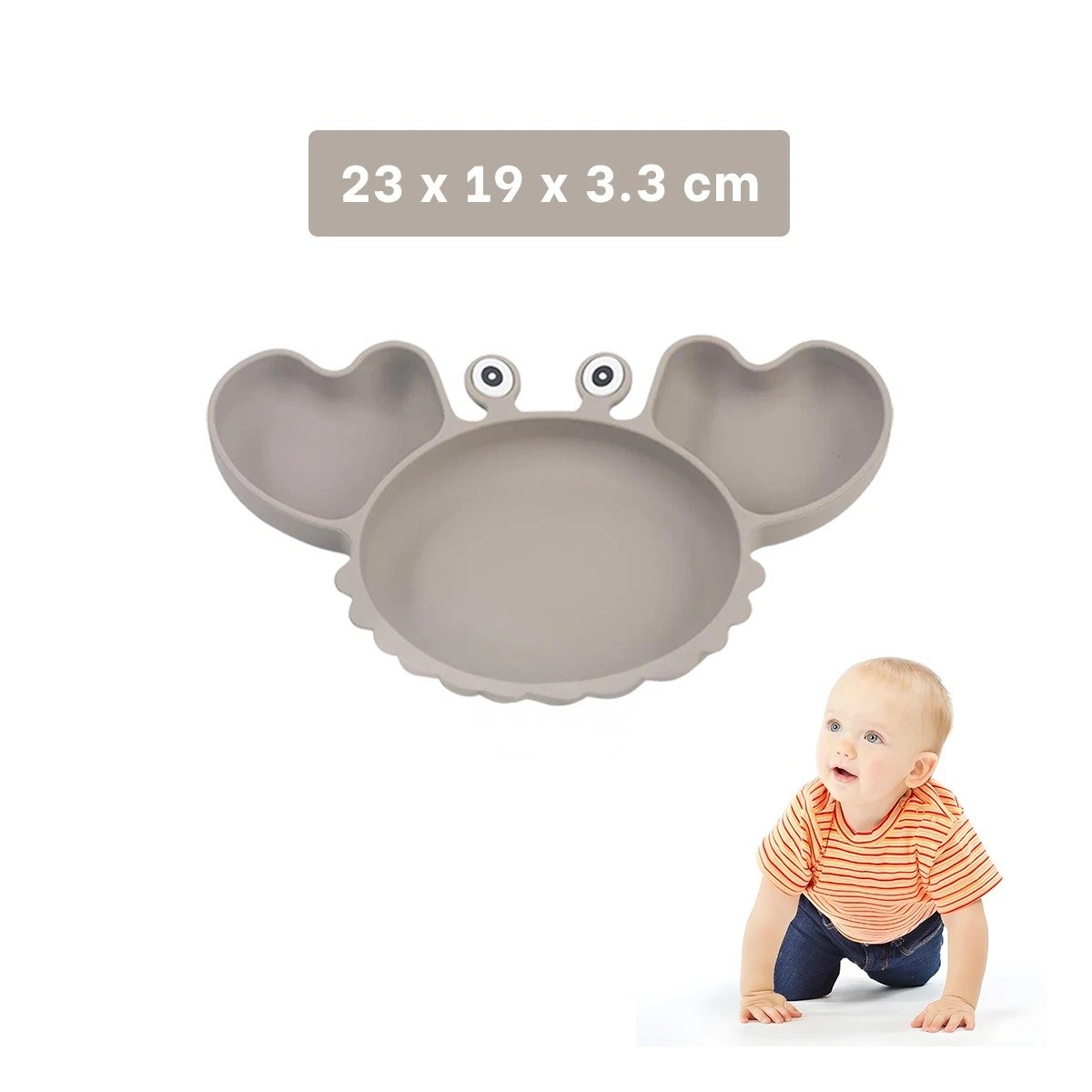 VAJILLA RYBIU ALIMENTO BEBE GRIS PLOMO + POST-IT ADHESIVOS - 4