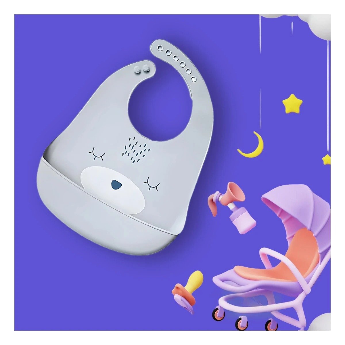 BABERO RYBIU BE32158 GRIS PROTECTOR DINAMICO BABAS + POST-IT ADHESIVOS - 2