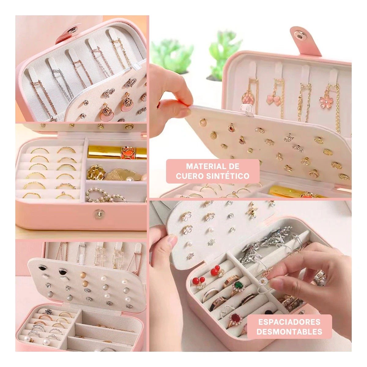 JOYERO RYBIU BE32214 CONTENEDOR UTIL MULTIUSO ROSADO BEBE + POST-IT ADHESIVOS - 5