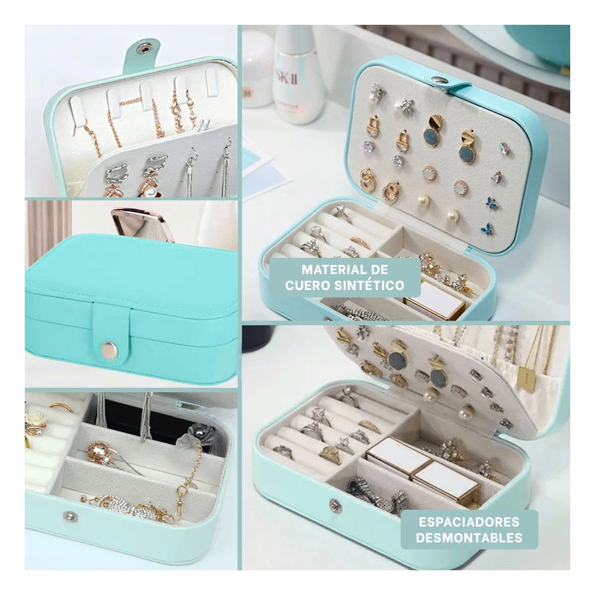 JOYERO RYBIU BE32213 CONTENEDOR UTIL MULTIUSO + POST-IT ADHESIVOS CELESTE CLARO - 5