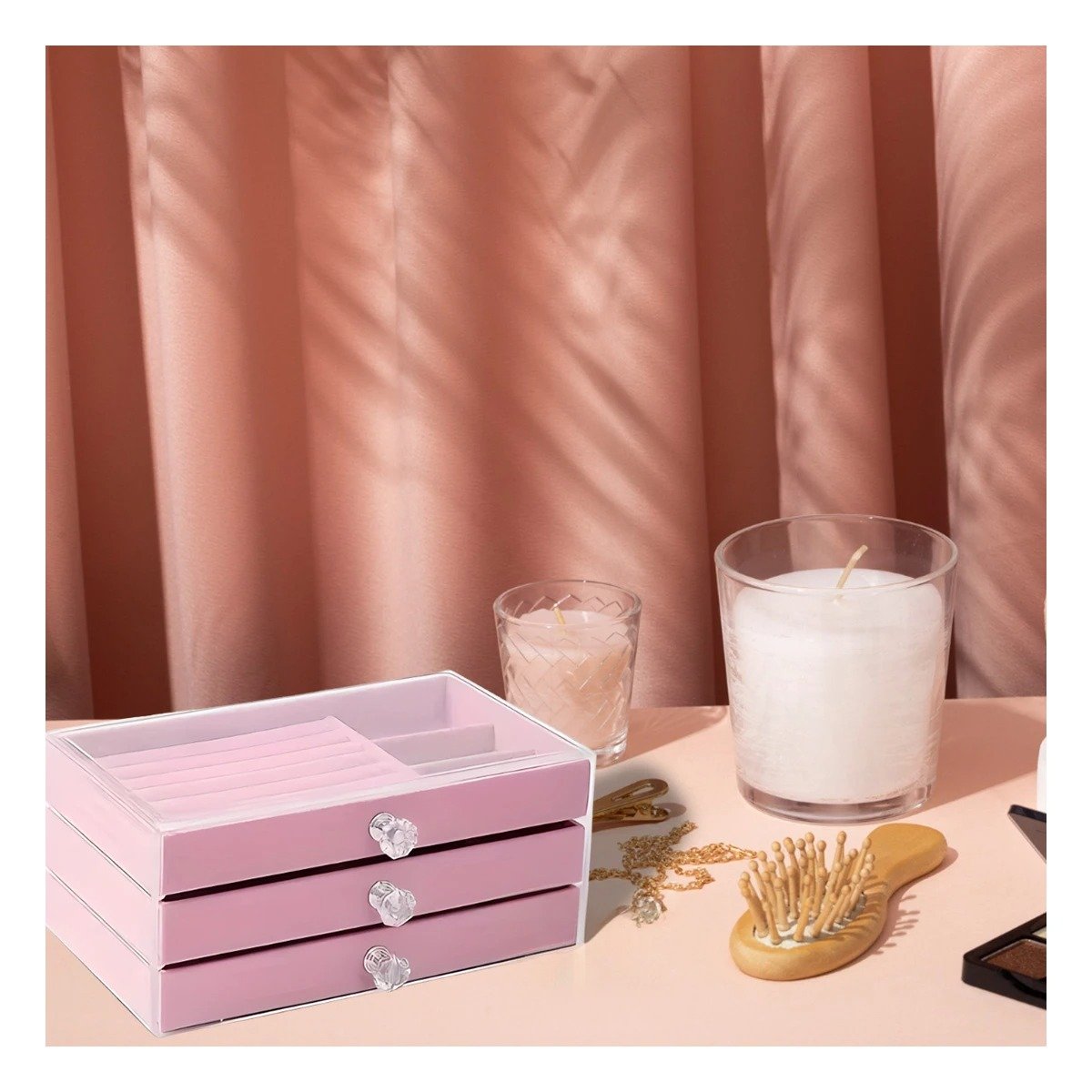 JOYERO RYBIU BE32232 ESTUCHE PRACTICO Y BONITO EN + POST-IT ADHESIVOS ROSADO - 1
