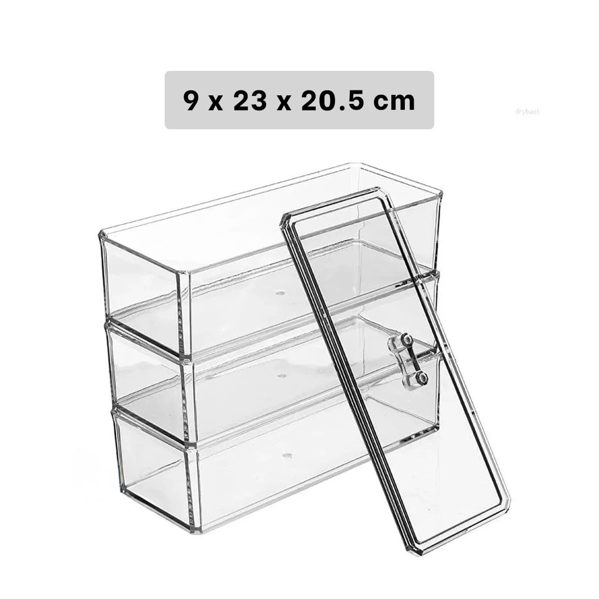 ORGANIZADOR RYBIU 8053 TRANSPARENTE COFRE TRIPLE DIVISION + POST-IT ADHESIVOS - 4