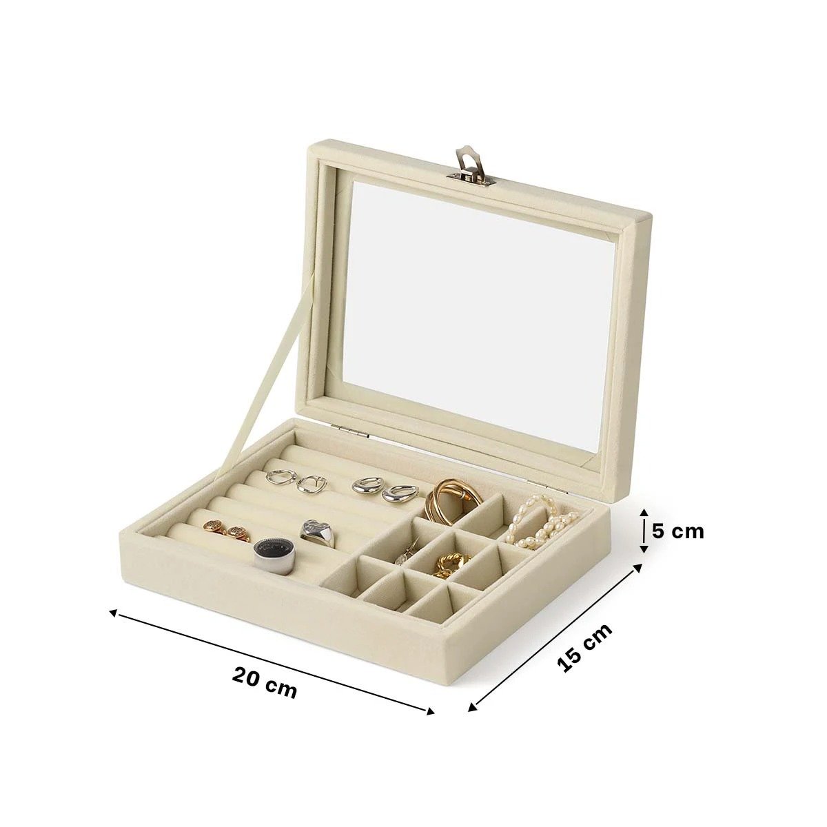 SET JOYERO RYBIU BE32249 TERCIOPELO BEIGE ESTUCHE CUERO JOYAS + POST-IT ADHESIVOS - 4
