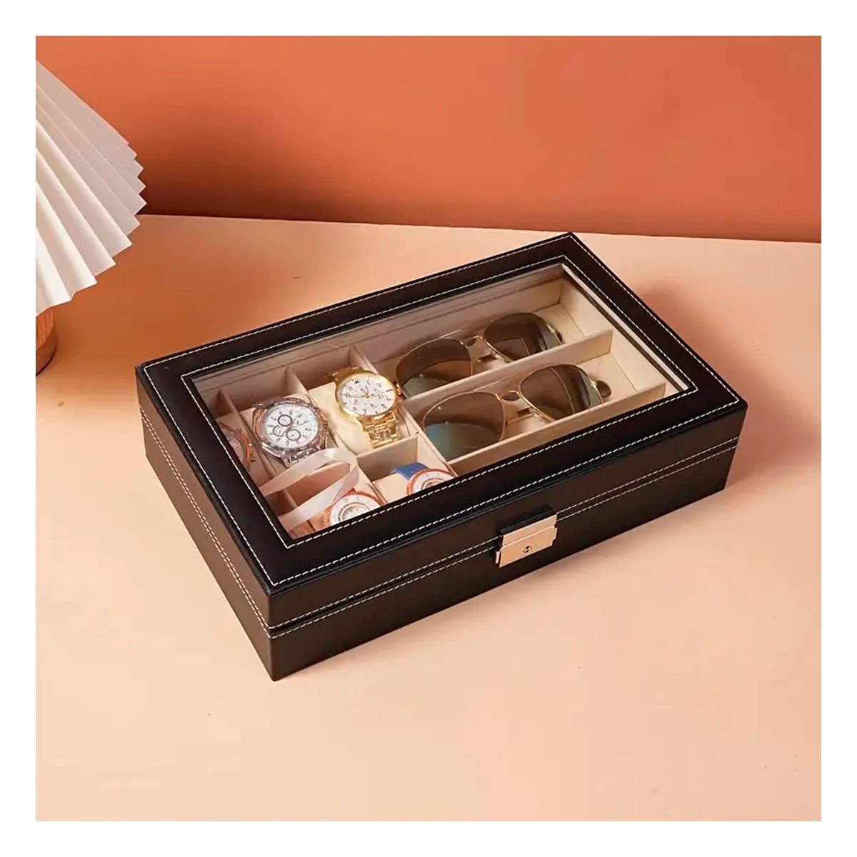 CAJA RYBIU BE32333 NEGRO GUARDAR RELOJES + POST-IT ADHESIVOS - 2