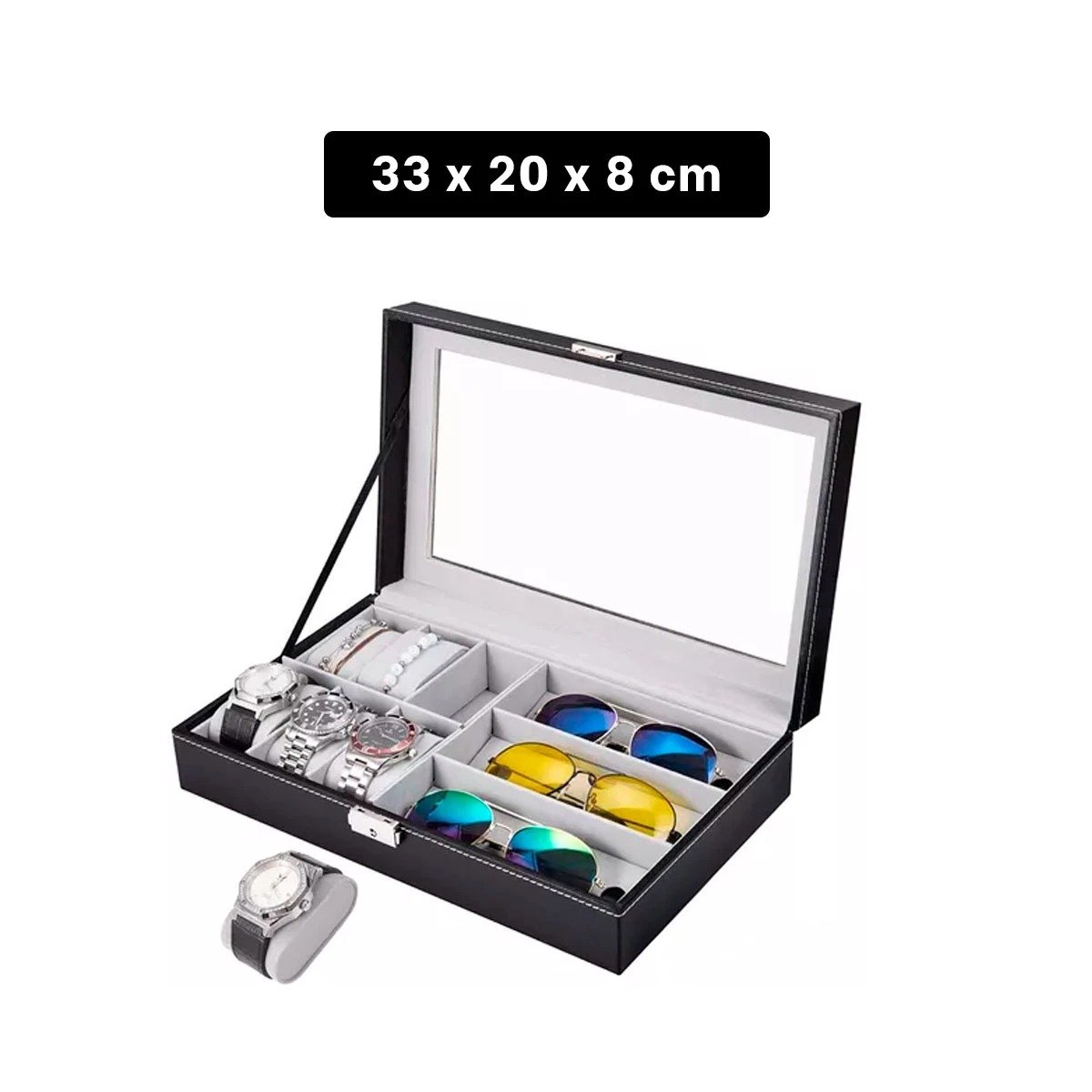 CAJA RYBIU BE32333 NEGRO GUARDAR RELOJES + POST-IT ADHESIVOS - 4