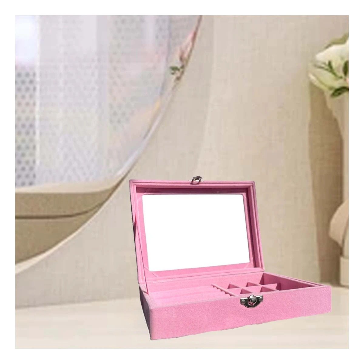 SET JOYERO RYBIU BE32251 TERCIOPELO ROSADO ESTUCHE CUERO JOYAS + POST-IT ADHESIVOS - 3