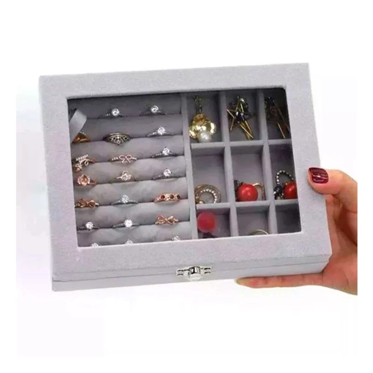 SET JOYERO RYBIU BE32250 TERCIOPELO GRIS ESTUCHE CUERO JOYAS + POST-IT ADHESIVOS - 2