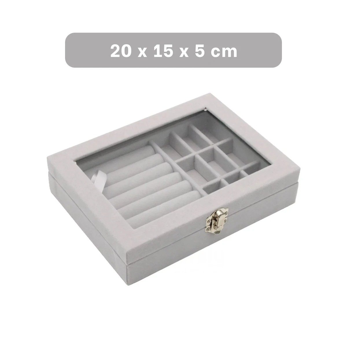 SET JOYERO RYBIU BE32250 TERCIOPELO GRIS ESTUCHE CUERO JOYAS + POST-IT ADHESIVOS - 4