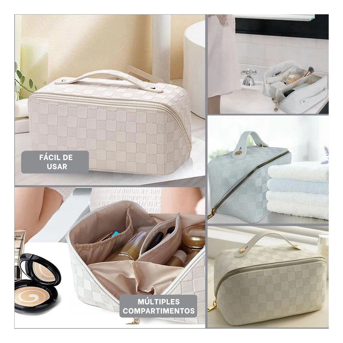 BOLSO FUNCIONAL BLANCO CON ESTAMPADO DE CUADROS Y+POST IT - 1