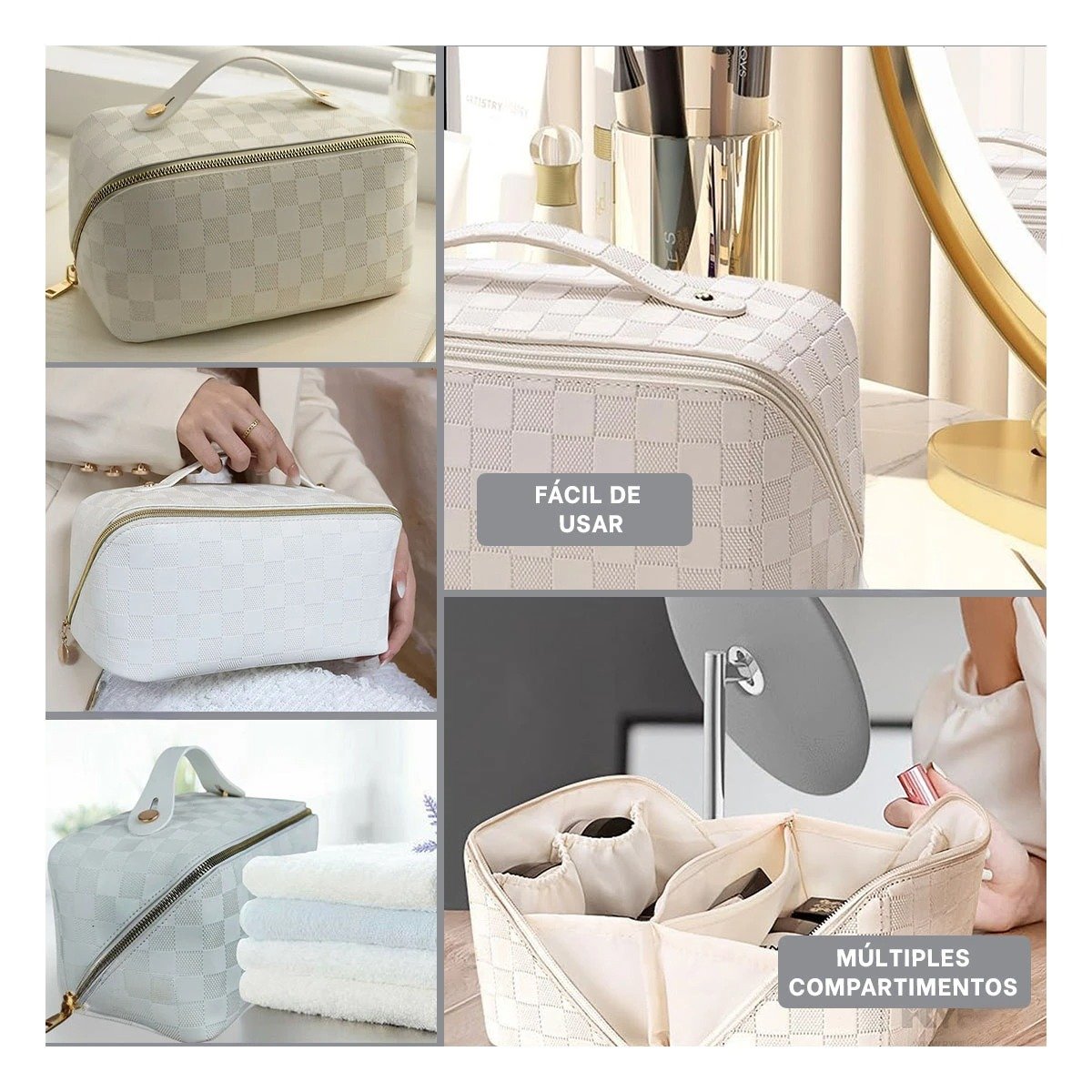 BOLSO FUNCIONAL BLANCO CON ESTAMPADO DE CUADROS Y+POST IT - 5