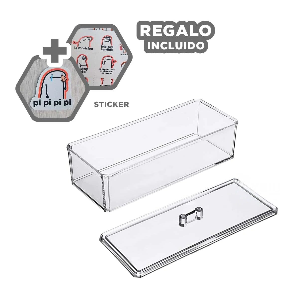 ORGANIZADOR RYBIU BE32357 TRANSPARENTE CAJA CONTENEDOR ACRILICO + REGALO STICKERS - 1