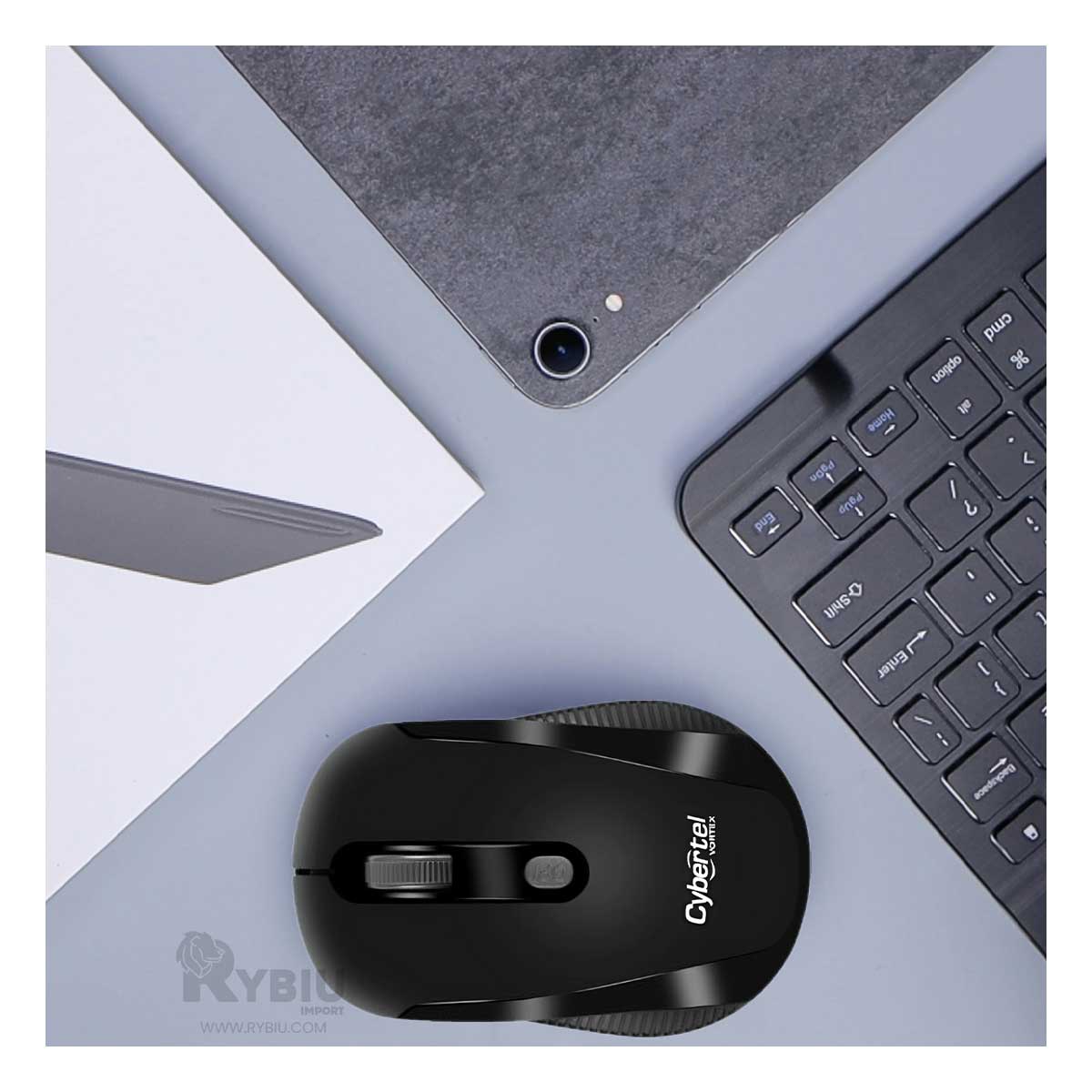 MOUSE INALÁMBRICO RYBIU MINIMALISTA Y PRÁCTICO M207 NEGRO + REGALO AGENDITA - 1