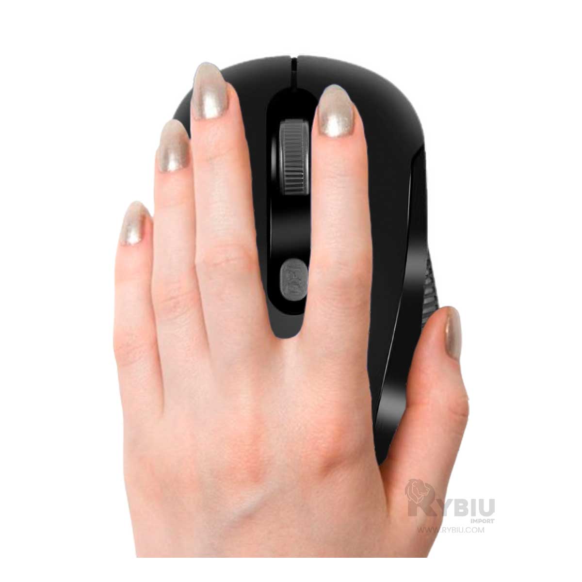 MOUSE INALÁMBRICO RYBIU MINIMALISTA Y PRÁCTICO M207 NEGRO + REGALO AGENDITA - 2