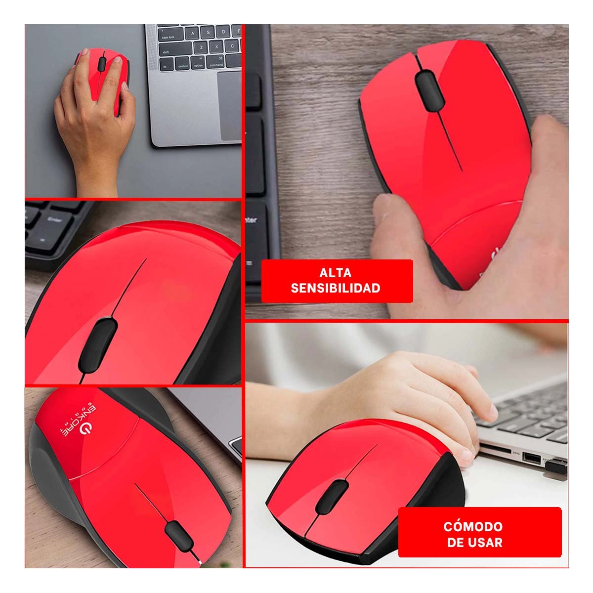 CURSOR INALÁMBRICO RYBIU ELEGANTE EKM200 EN COLOR ROJO + POST-IT ADHESIVOS - 5