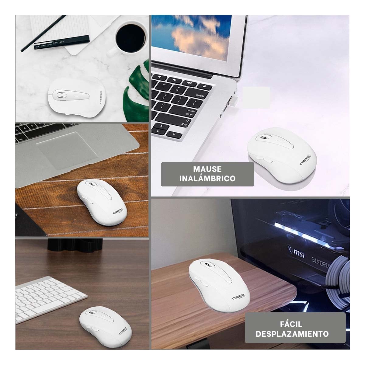 CURSOR INALÁMBRICO RYBIU ELEGANTE M307 EN COLOR BLANCO + POST-IT ADHESIVOS - 5
