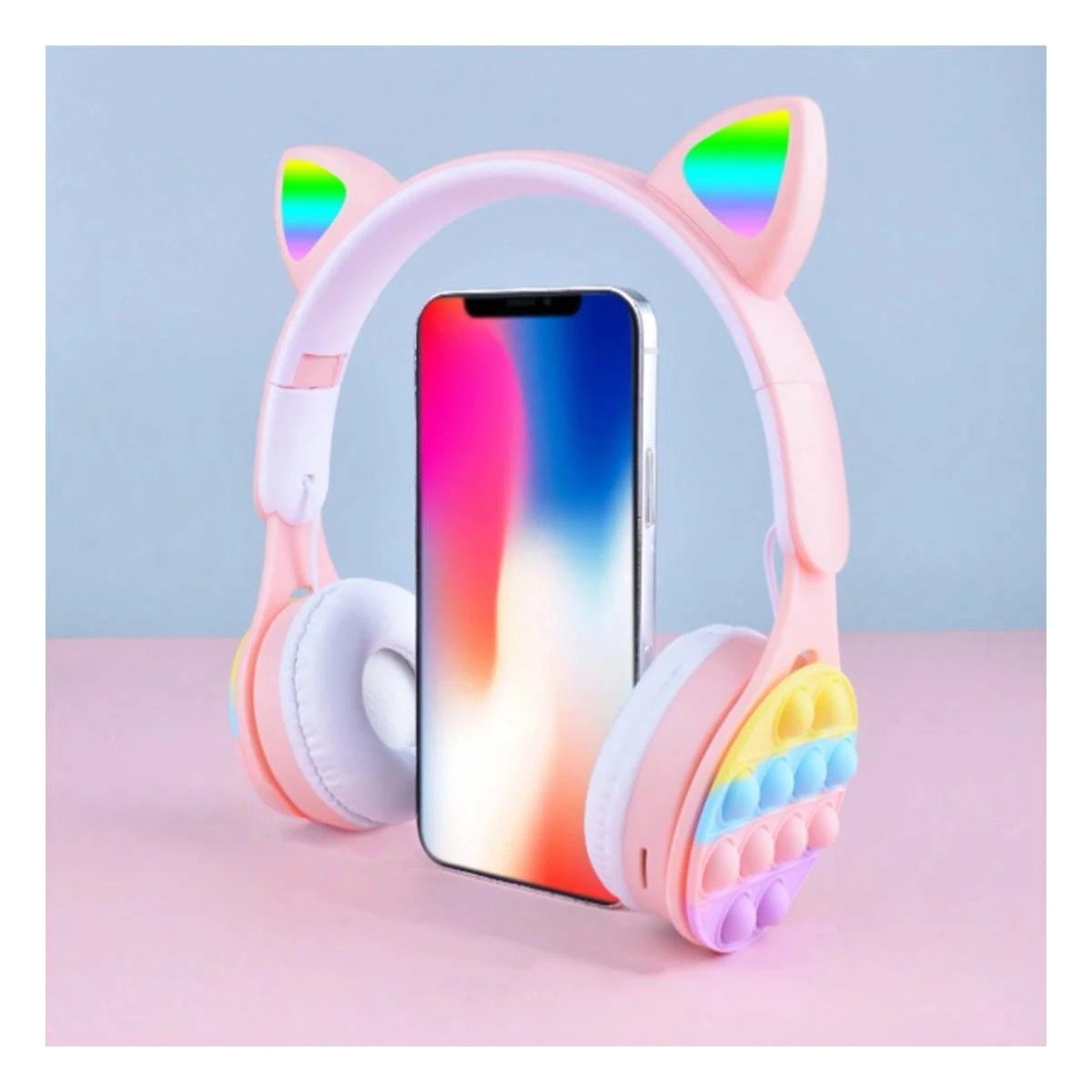 AURICULARES RYBIU INALÁMBRICO TE29203 CON OREJAS CAT COLOR ROSADO + POST-IT ADHESIVOS - 2