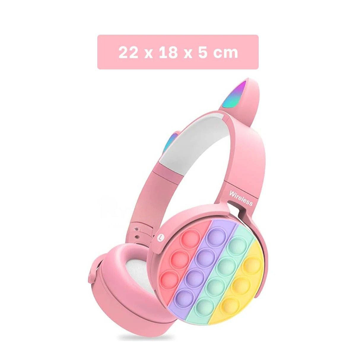 AURICULARES RYBIU INALÁMBRICO TE29203 CON OREJAS CAT COLOR ROSADO + POST-IT ADHESIVOS - 4