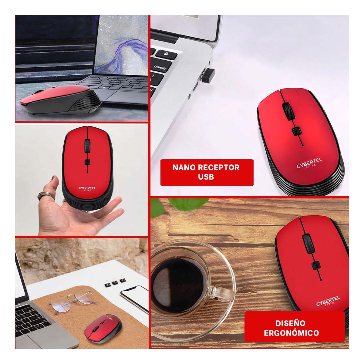 CURSOR INALÁMBRICO RYBIU PORTÁTIL GAMERS M312 ROJO + POST-IT ADHESIVOS - 5