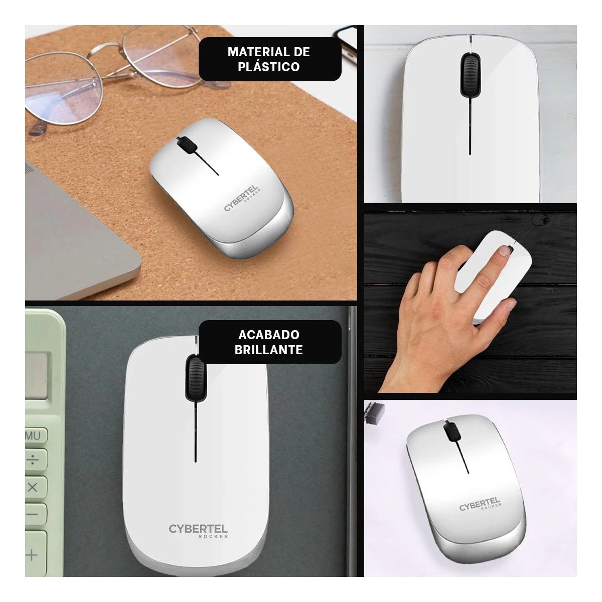 CURSOR INALÁMBRICO RYBIU PORTÁTIL GAMERS M302W BLANCO + POST-IT ADHESIVOS - 5