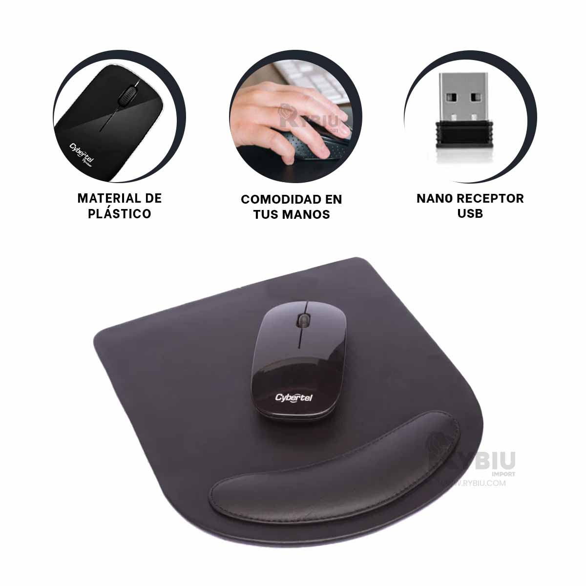 MOUSE INALÁMBRICO RYBIU COMPACTO M302W EN COLOR NEGRO + REGALO AGENDITA - 3