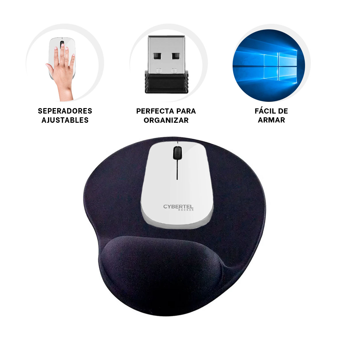MOUSE INALÁMBRICO RYBIU COMPACTO M302W EN COLOR BLANCO + REGALO AGENDITA - 3