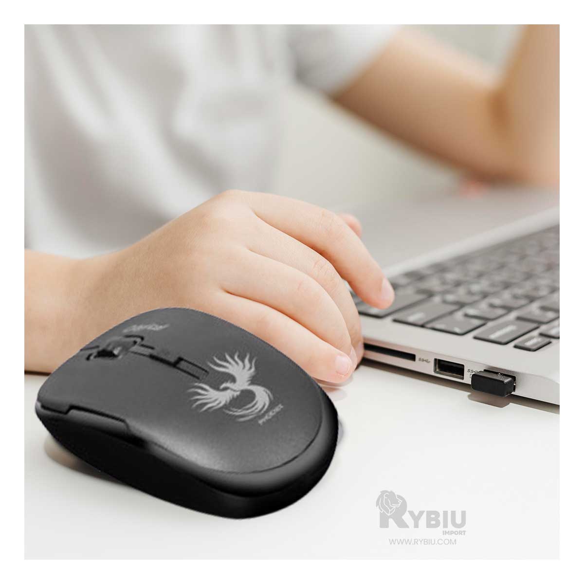 MOUSE INALÁMBRICO RYBIU VERSÁTIL CON USB M700X TONO NEGRO + PAPEL REGALO - 1