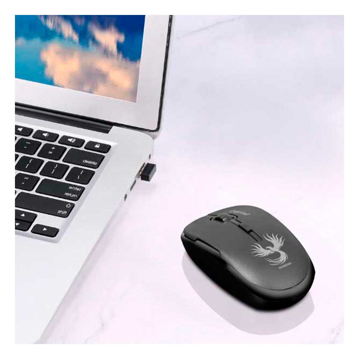 MOUSE INALÁMBRICO RYBIU VERSÁTIL CON USB M700X TONO NEGRO + PAPEL REGALO - 4