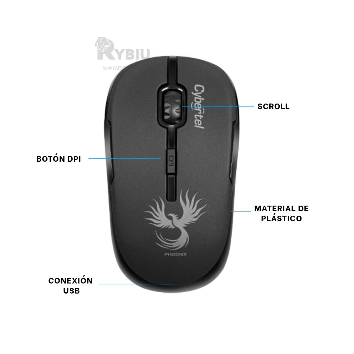 MOUSE INALÁMBRICO RYBIU COMPACTO M700X EN COLOR NEGRO + REGALO AGENDITA - 2