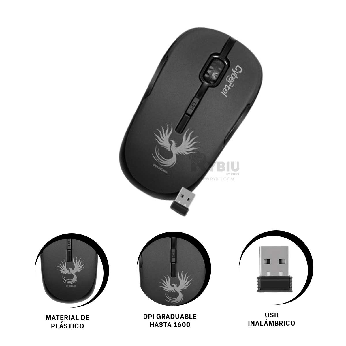 MOUSE INALÁMBRICO RYBIU COMPACTO M700X EN COLOR NEGRO + REGALO AGENDITA - 3