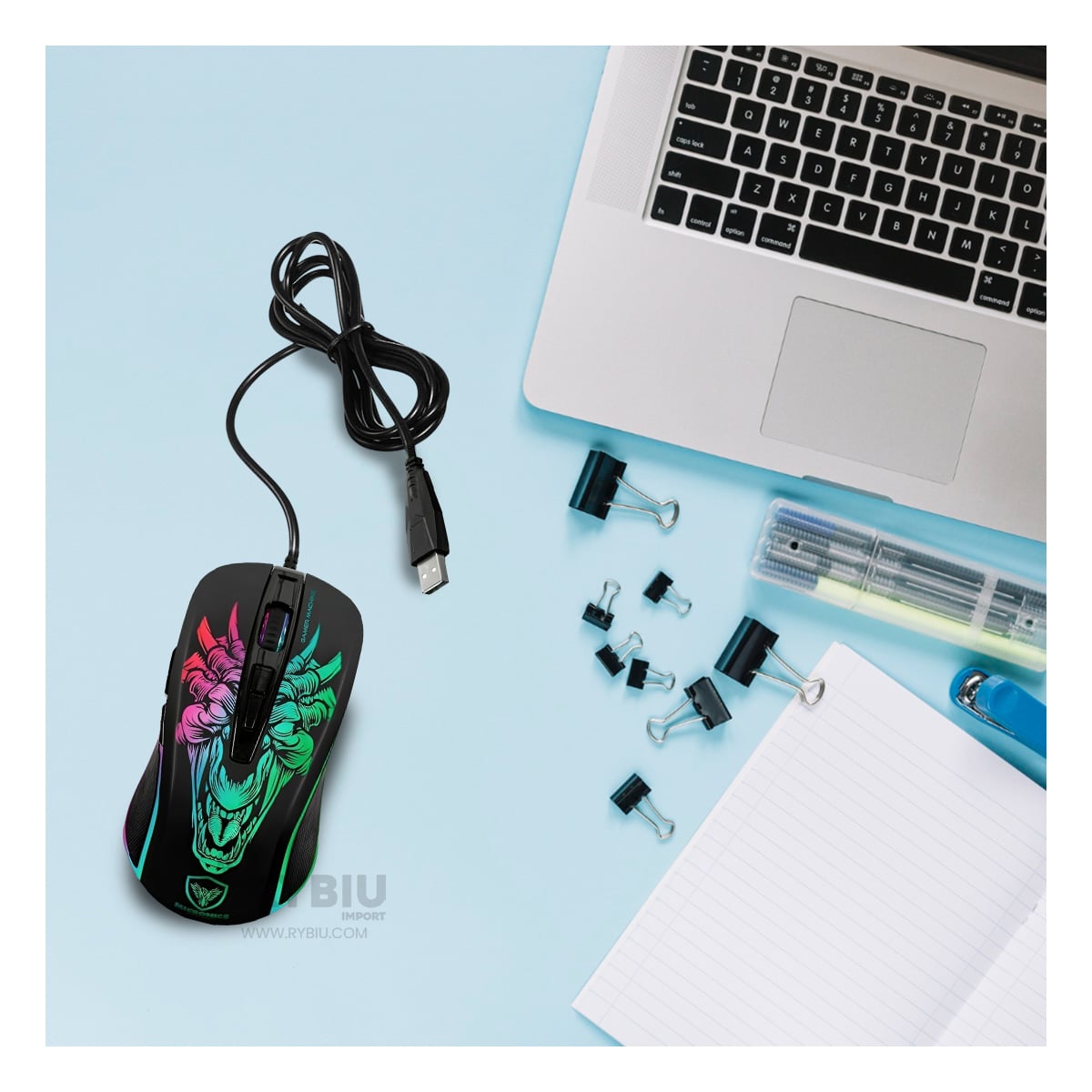 MOUSE RYBIU PORTÁTIL USB M816 EN COLOR NEGRO + REGALO AGENDITA - 1