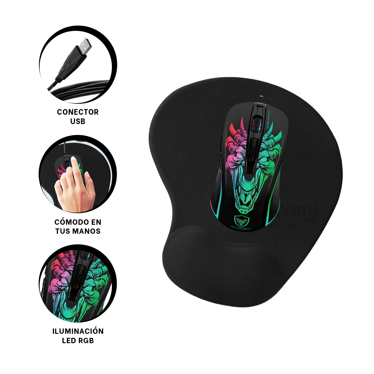 MOUSE RYBIU PORTÁTIL USB M816 EN COLOR NEGRO + REGALO AGENDITA - 3