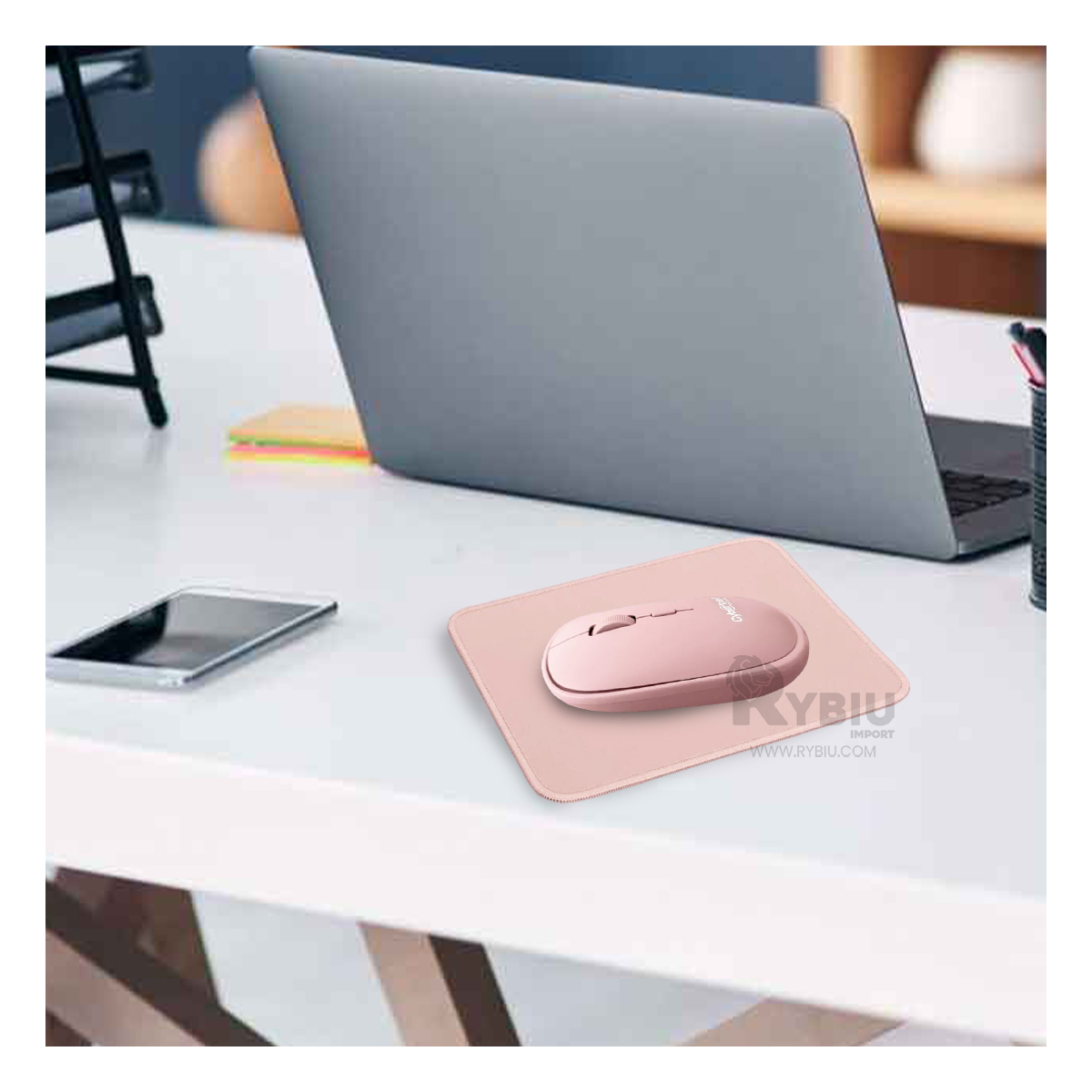 MOUSE INALÁMBRICO RYBIU COMPACTO M500-3M EN COLOR ROSADO + REGALO AGENDITA - 4