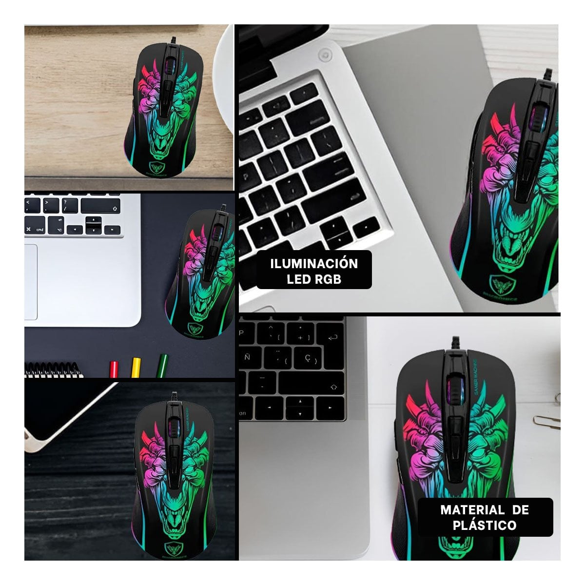 MOUSE RYBIU NAVEGACION MIC M816 INFERNO EN COLOR NEGRO - 5