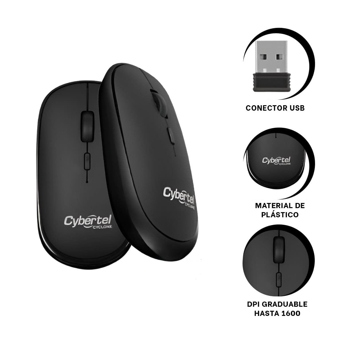 MOUSE INALÁMBRICO RYBIU NAVEGACION CYB M500-3M ROCKER EN COLOR NEGRO - 3