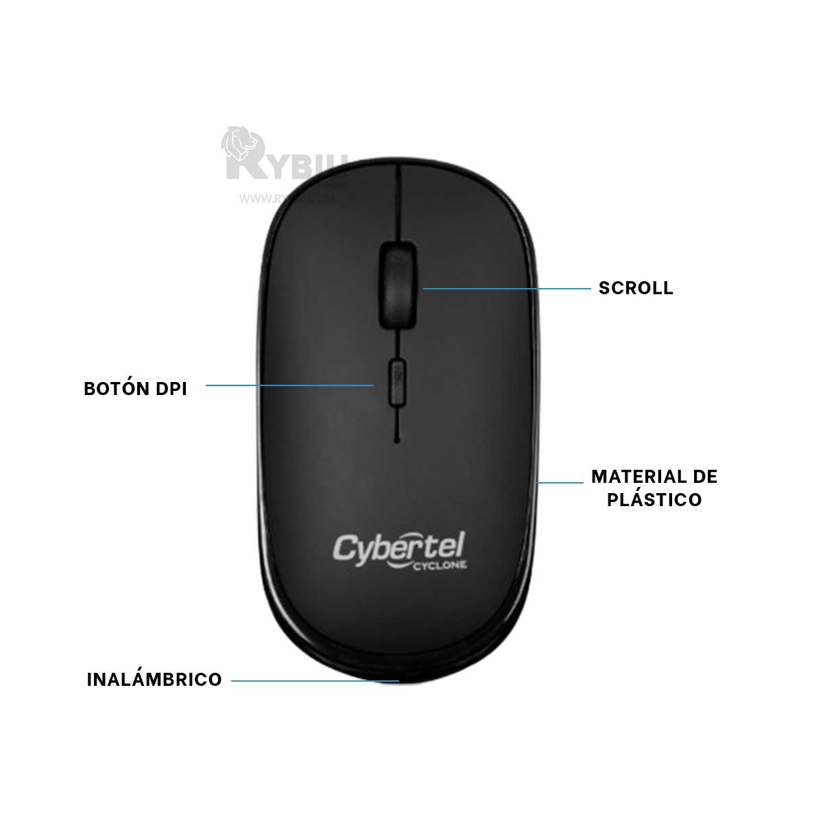 MOUSE INALÁMBRICO RYBIU COMPACTO M500-3M EN COLOR NEGRO + REGALO AGENDITA - 2