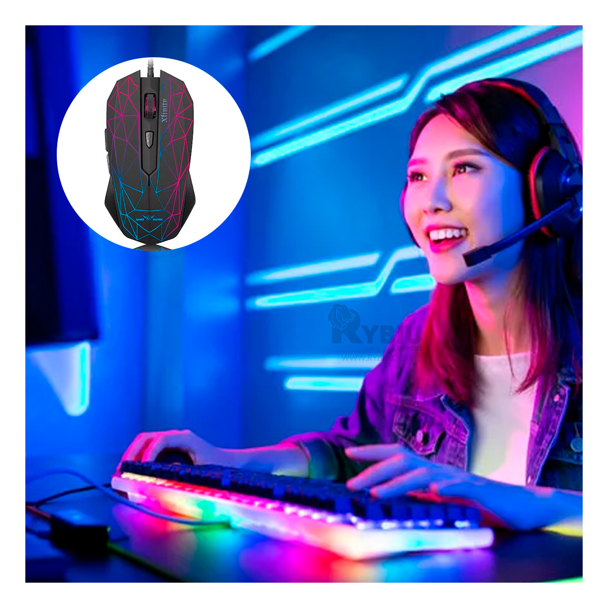 MOUSE RYBIU ÓPTICO AVANZADO MIC M809 EN NEGRO + REGALO AGENDITA - 1
