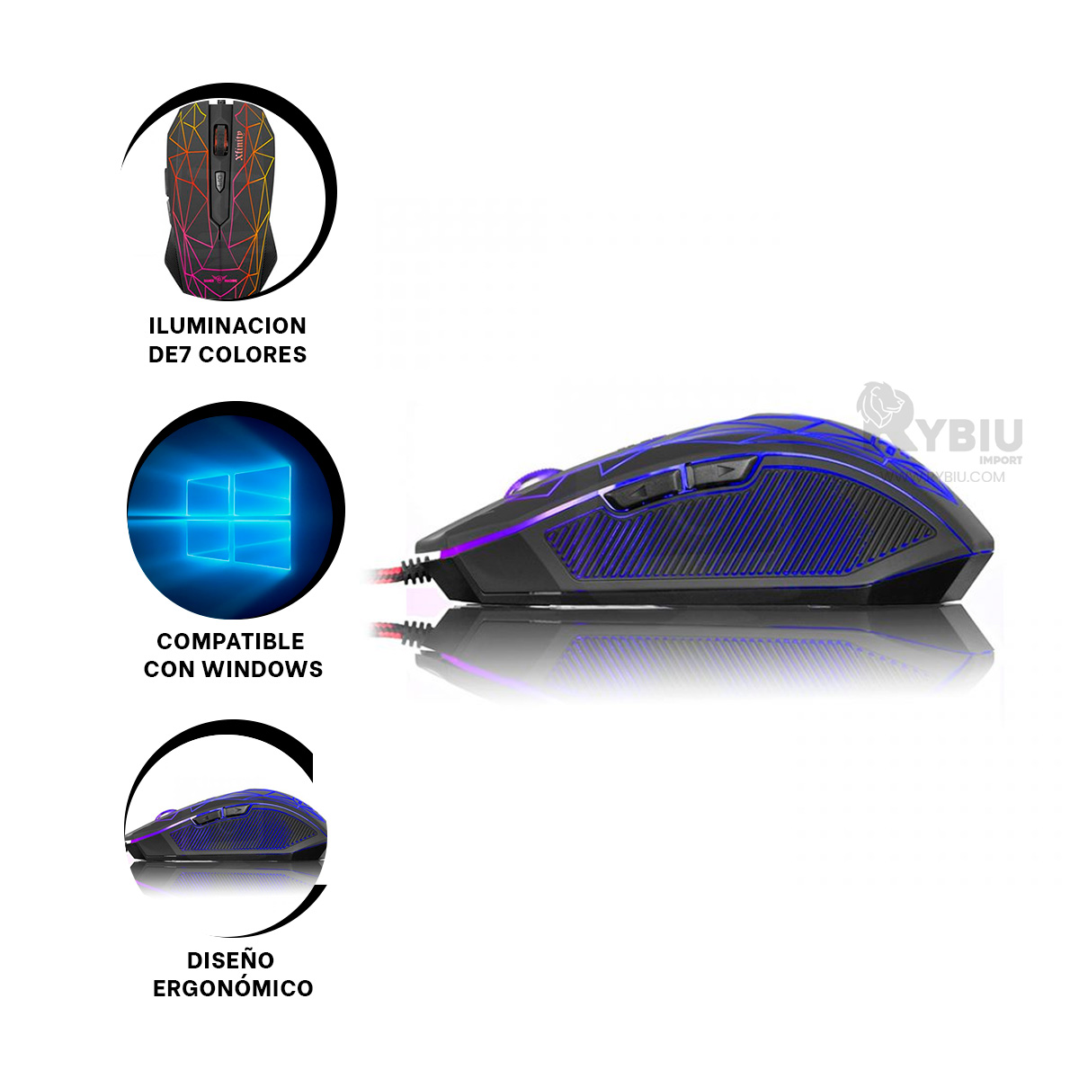 MOUSE RYBIU ÓPTICO AVANZADO MIC M809 EN NEGRO + REGALO AGENDITA - 3