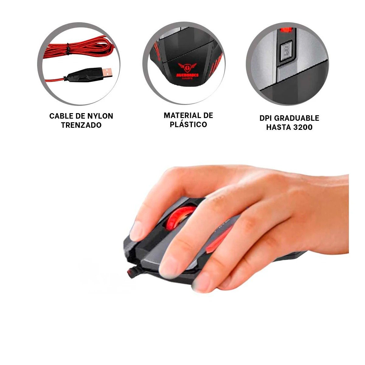 MOUSE INALÁMBRICO RYBIU LAPTOP CON LED MULTICOLOR 4 COLORES NEGRO MIC M811 - 3