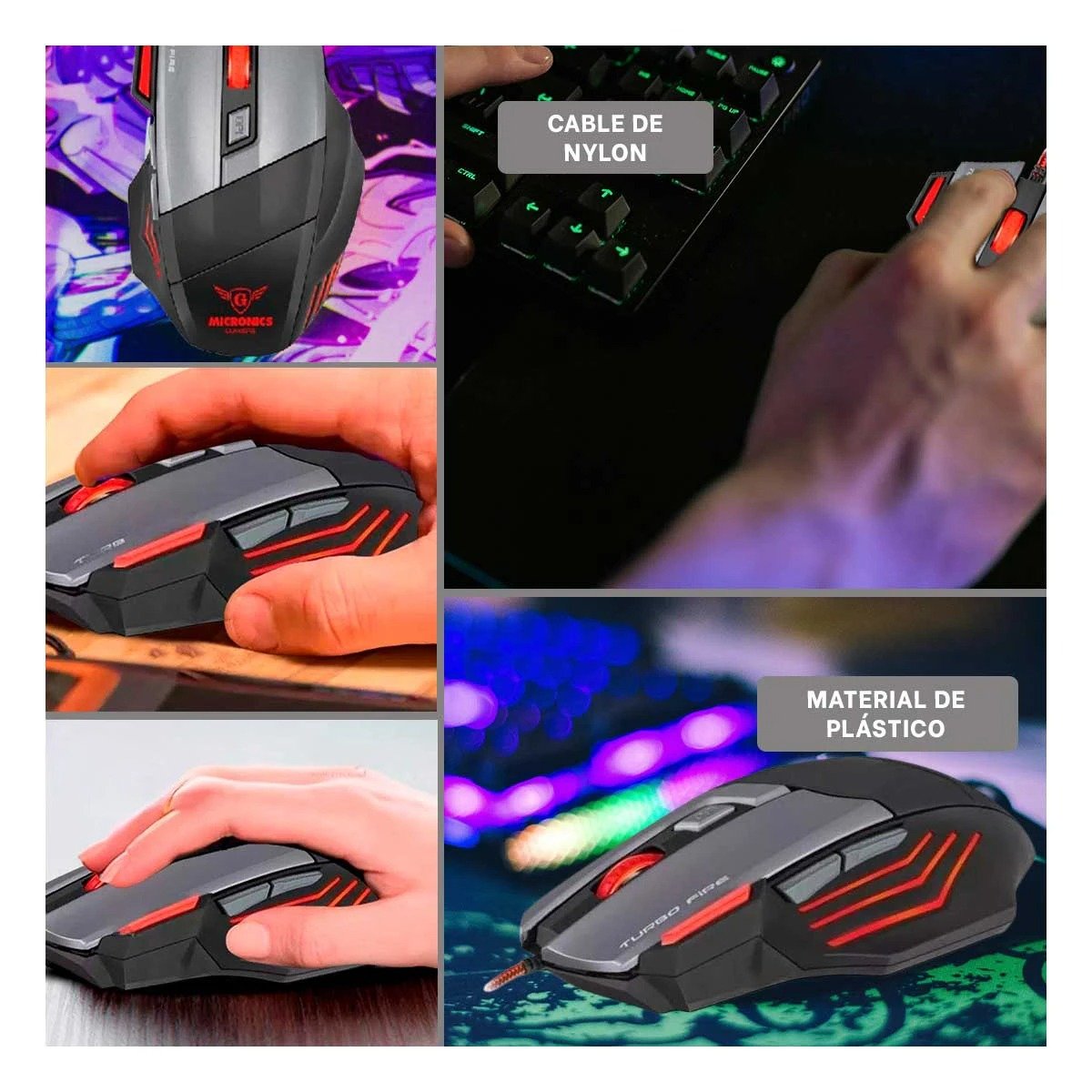 MOUSE INALÁMBRICO RYBIU LAPTOP CON LED MULTICOLOR 4 COLORES NEGRO MIC M811 - 5