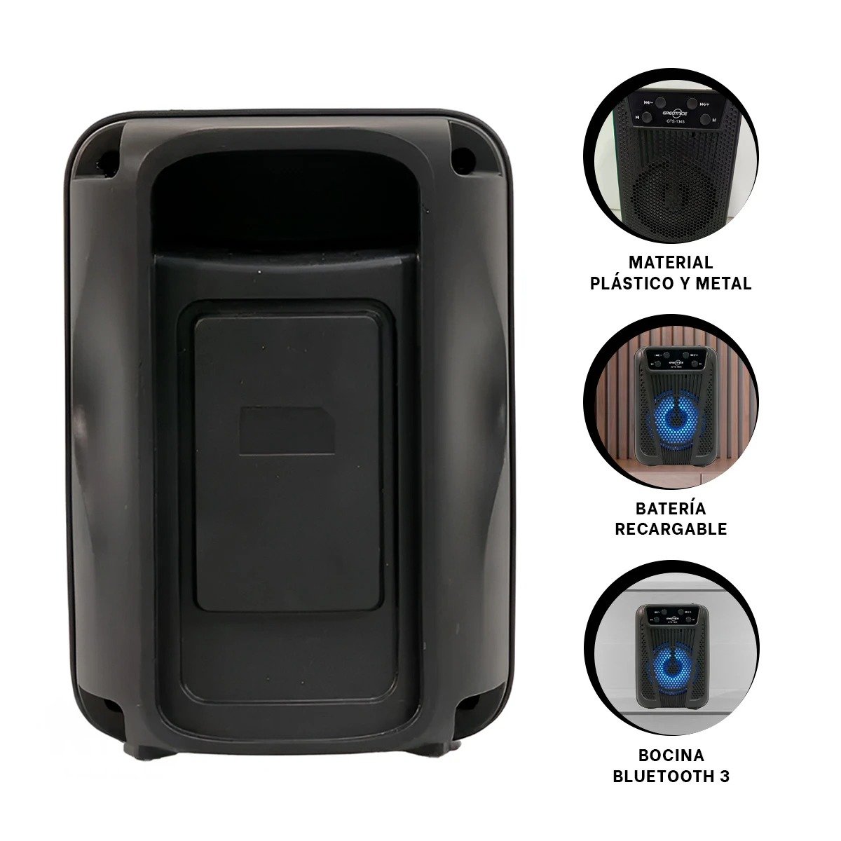 PARLANTE RYBIU GTS-1391 SOPORTE CELULAR PLASTICO NEGRO - 3